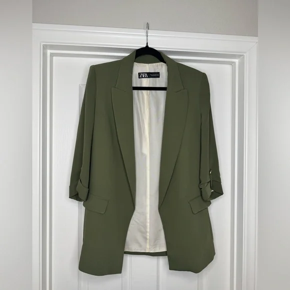 Zara Women's Vibrant Green Suit Jacket - Picture 2 of 4